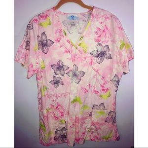 SB Scrubs bright floral scrub top